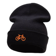 Orange Mini Bike Embroidered 12 Inch Long Knitted Beanie