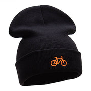 Orange Mini Bike Embroidered 12 Inch Long Knitted Beanie