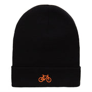 Orange Mini Bike Embroidered 12 Inch Long Knitted Beanie