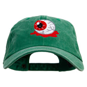 Halloween Eyeball Embroidered Unstructured Pigment Dyed Cotton Cap - Kelly-Green OSFM