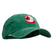 Halloween Eyeball Embroidered Unstructured Pigment Dyed Cotton Cap - Kelly-Green OSFM