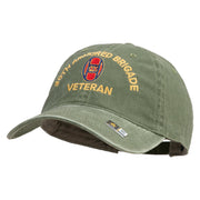 U.S. Army 30th Armored Brigade Embroidered Washed Solid Pigment Dyed Cotton Twill Brass Buckle Cap - Olive OSFM