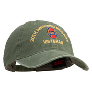 U.S. Army 30th Armored Brigade Embroidered Washed Solid Pigment Dyed Cotton Twill Brass Buckle Cap - Olive OSFM