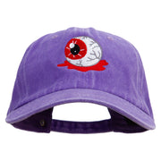 Halloween Eyeball Embroidered Unstructured Pigment Dyed Cotton Cap - Purple OSFM