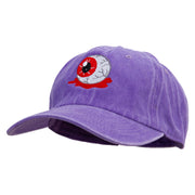 Halloween Eyeball Embroidered Unstructured Pigment Dyed Cotton Cap - Purple OSFM