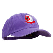 Halloween Eyeball Embroidered Unstructured Pigment Dyed Cotton Cap - Purple OSFM