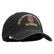 U.S. Army 30th Armored Brigade Embroidered Washed Solid Pigment Dyed Cotton Twill Brass Buckle Cap - Black OSFM
