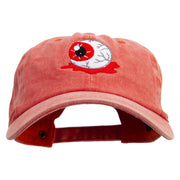 Halloween Eyeball Embroidered Unstructured Pigment Dyed Cotton Cap - Orange OSFM