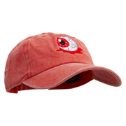 Halloween Eyeball Embroidered Unstructured Pigment Dyed Cotton Cap - Orange OSFM