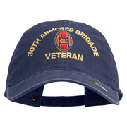 U.S. Army 30th Armored Brigade Embroidered Washed Solid Pigment Dyed Cotton Twill Brass Buckle Cap - Navy OSFM
