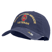U.S. Army 30th Armored Brigade Embroidered Washed Solid Pigment Dyed Cotton Twill Brass Buckle Cap - Navy OSFM