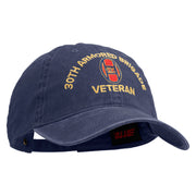 U.S. Army 30th Armored Brigade Embroidered Washed Solid Pigment Dyed Cotton Twill Brass Buckle Cap - Navy OSFM