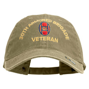 U.S. Army 30th Armored Brigade Embroidered Washed Solid Pigment Dyed Cotton Twill Brass Buckle Cap - Khaki OSFM