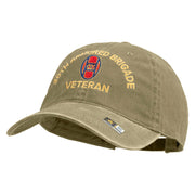 U.S. Army 30th Armored Brigade Embroidered Washed Solid Pigment Dyed Cotton Twill Brass Buckle Cap - Khaki OSFM
