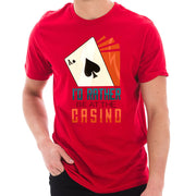 I'd Rather Be At The Casino Graphic Design Ring Spun Combed Cotton Short Sleeve Deluxe Jersey T-Shirt - Red XS