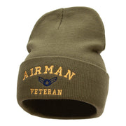 Airman Veteran Embroidered Long Knitted Beanie