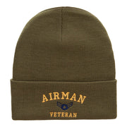 Airman Veteran Embroidered Long Knitted Beanie