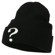 Question Mark Embroidered Long Knit Beanie