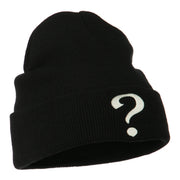 Question Mark Embroidered Long Knit Beanie