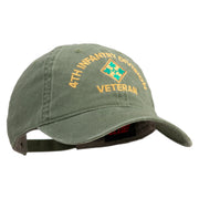 U.S. Army 4th Infantry Division Embroidered Washed Solid Pigment Dyed Cotton Twill Brass Buckle Cap - Olive OSFM