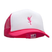 Girl Dancer Embroidered Foam Panel Mesh Snapback - Pink-White OSFM