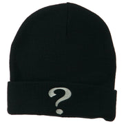 Question Mark Embroidered Long Knit Beanie