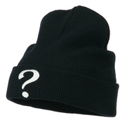 Question Mark Embroidered Long Knit Beanie