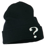 Question Mark Embroidered Long Knit Beanie