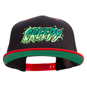 Halloween Creepy Embroidered Wool Blend 2 Tone Classic Snapback - Black-Red OSFM