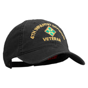 U.S. Army 4th Infantry Division Embroidered Washed Solid Pigment Dyed Cotton Twill Brass Buckle Cap - Black OSFM