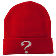 Question Mark Embroidered Long Knit Beanie