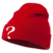 Question Mark Embroidered Long Knit Beanie