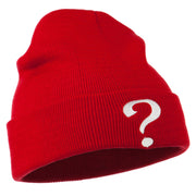 Question Mark Embroidered Long Knit Beanie