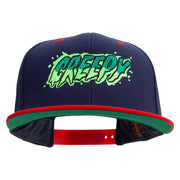 Halloween Creepy Embroidered Wool Blend 2 Tone Classic Snapback - Navy-Red OSFM