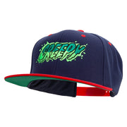 Halloween Creepy Embroidered Wool Blend 2 Tone Classic Snapback - Navy-Red OSFM