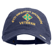 U.S. Army 4th Infantry Division Embroidered Washed Solid Pigment Dyed Cotton Twill Brass Buckle Cap - Navy OSFM