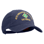 U.S. Army 4th Infantry Division Embroidered Washed Solid Pigment Dyed Cotton Twill Brass Buckle Cap - Navy OSFM