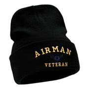 Airman Veteran Embroidered Long Knitted Beanie