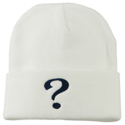 Question Mark Embroidered Long Knit Beanie