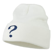 Question Mark Embroidered Long Knit Beanie