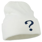 Question Mark Embroidered Long Knit Beanie