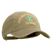 U.S. Army 4th Infantry Division Embroidered Washed Solid Pigment Dyed Cotton Twill Brass Buckle Cap - Khaki OSFM