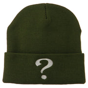 Question Mark Embroidered Long Knit Beanie