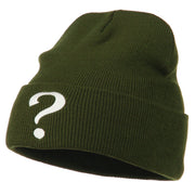 Question Mark Embroidered Long Knit Beanie