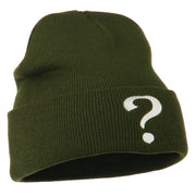 Question Mark Embroidered Long Knit Beanie