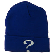 Question Mark Embroidered Long Knit Beanie