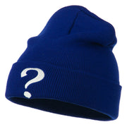 Question Mark Embroidered Long Knit Beanie