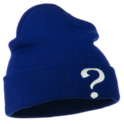 Question Mark Embroidered Long Knit Beanie