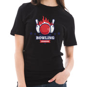 Fire Bowling League Graphic Design Ring Spun Combed Cotton Short Sleeve Deluxe Jersey T-Shirt - Black XS