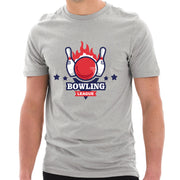 Fire Bowling League Graphic Design Ring Spun Combed Cotton Short Sleeve Deluxe Jersey T-Shirt - Heather-Grey XS